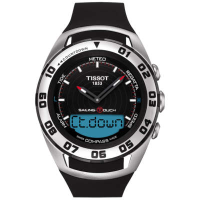Tissot Sailing-Touch / orologio uomo / quadrante nero / cassa acciaio / cinturino caucciù nero