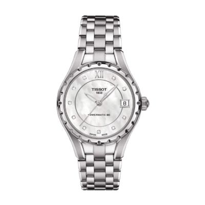 Tissot Lady 80 / orologio donna / quadrante madreperla bianca e diamanti / cassa e bracciale acciaio