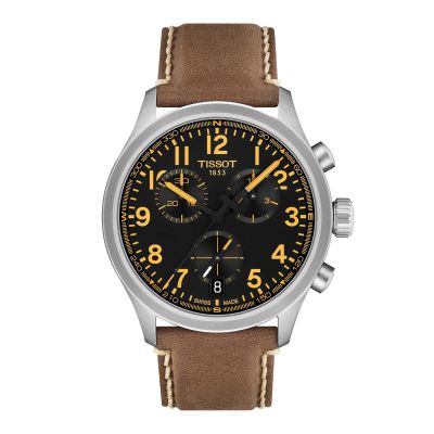 Tissot Chrono L / orologio uomo / quadrante nero / cassa acciaio / cinturino pelle