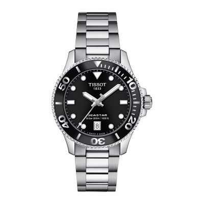 Tissot Seastar 1000 Quartz / orologio unisex / quadrante nero / cassa e bracciale acciaio