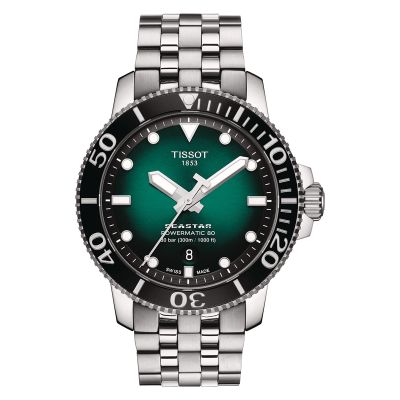 Tissot Seastar 1000 Powermatic 80 / orologio uomo / quadrante verde sfumato / cassa e bracciale acciaio
