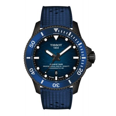 Tissot Seastar 2000 Professional - 44 mm / orologio uomo / quadrante blu sfumato / cassa acciaio e PVD nero / cinturino caucciù blu