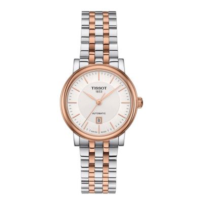 Tissot Carson Premium Automatic Lady / orologio donna / quadrante argentato / cassa e bracciale acciaio e PVD rosato