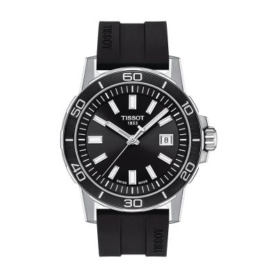 Tissot Supersport Gent / orologio uomo / quadrante nero / cassa acciaio / cinturino caucciù nero