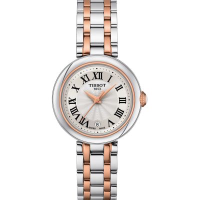 Tissot Bellissima Small Lady / orologio donna / quadrante bianco / cassa e bracciale acciaio PVD rosato