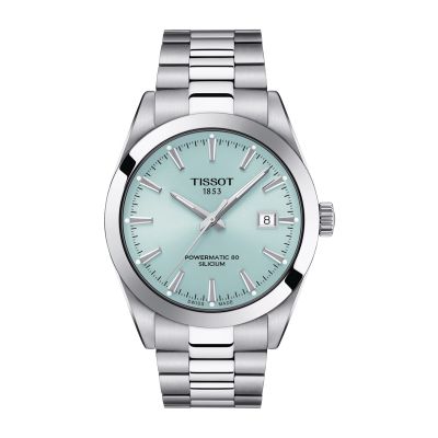 Tissot Gentleman Automatic Powermatic 80 Silicium / orologio uomo / quadrante blu ghiaccio / cassa e bracciale acciaio