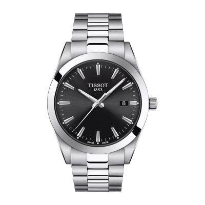 Tissot Gentleman / orologio uomo / quadrante nero / cassa e bracciale acciaio 