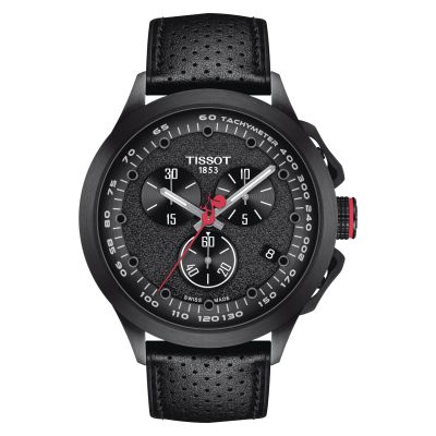 Tissot T-Race Cycling Giro d'Italia 2022 / orologio uomo / quadrante nero / cassa acciaio e PVD nero / cinturino in pelle nera e gomma