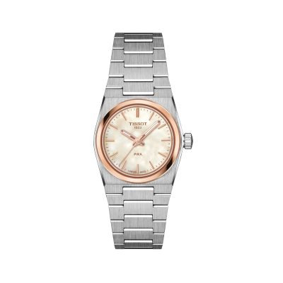 Tissot PRX - 25 mm / orologio donna / quadrante madreperla bianca con rivestimento PVD rosato / cassa e bracciale acciaio