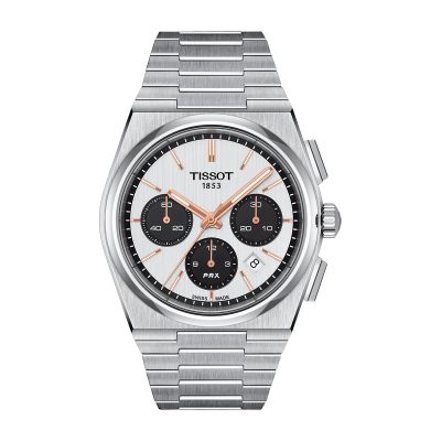 Tissot PRX Automatic Chronograph / orologio uomo / quadrante bianco-argenté / cassa e bracciale acciaio