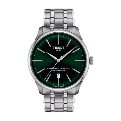 Tissot Chemin des Tourelles Powermatic 80 / orologio uomo / quadrante verde / cassa e bracciale acciaio