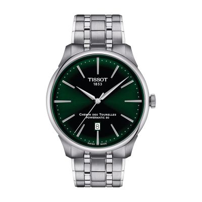 Tissot Chemin des Tourrelles Powermatic 80 / orologio uomo / quadrante verde / cassa e bracciale acciaio