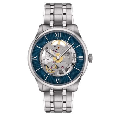 Tissot Chemin des Tourelles Squelette / orologio uomo / quadrante blu scheletrato / cassa e bracciale acciaio