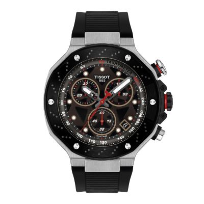 Tissot T-Race Moto GP 2025 / orologio uomo / quadrante grigio scuro / cassa acciaio e PVD nero / cinturino silicone nero/ EDIZIONE LIMITATA