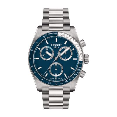 Tissot PR516 Cronograph / orologio uomo / quadrante blu / cassa e bracciale acciaio