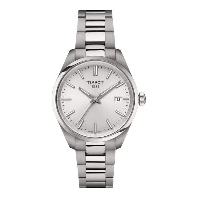 Tissot PR100 Quartz - 34 mm / orologio donna / quadrante argentato / cassa e bracciale acciaio