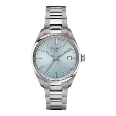 Tissot PR100 Quartz - 34 mm / orologio donna / quadrante blu ghiaccio / cassa e bracciale acciaio