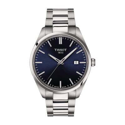 Tissot PR 100 / orologio uomo / quadrante blu / cassa e bracciale acciaio