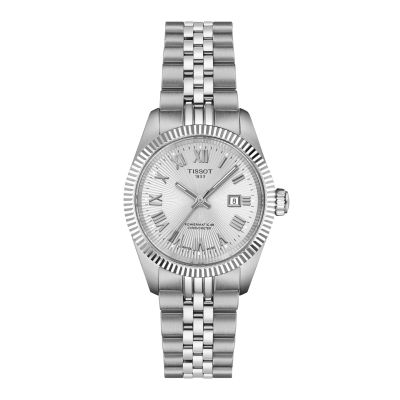 Tissot Ballade Poweratic 48 COSC - 34 mm / orologio donna / quadrante argentato guillochè / cassa e bracciale acciaio