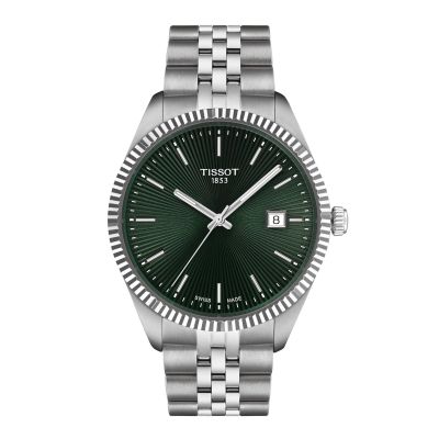 Tissot Ballade - 40 mm / orologio uomo / quadrante verde guillochè / cassa e bracciale acciaio