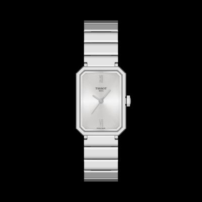 Tissot SRV / orologio donna / quadrante rettangolare argentato / cassa e bracciale acciaio