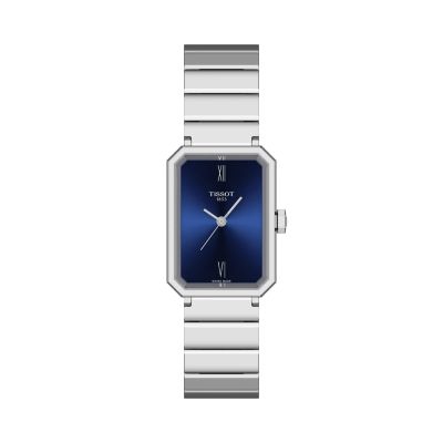 Tissot SRV / orologio donna / quadrante rettangolare blu / cassa e bracciale acciaio