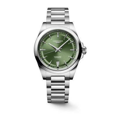 Longines Conquest / orologio uomo / quadrante verde / cassa e bracciale acciaio