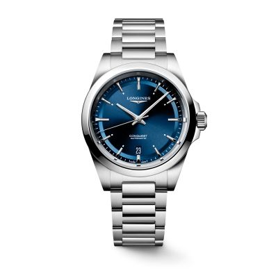 Longines Conquest / orologio uomo / quadrante blu / cassa e bracciale acciaio