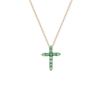 Buonocore / Cross / collana con pendente croce / oro rosa e smeraldi