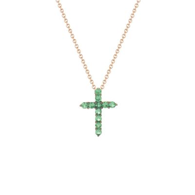 Buonocore / Cross / collana con pendente croce / oro rosa e smeraldi