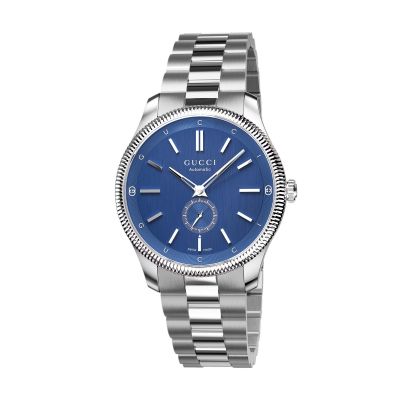 Gucci G-Timeless / orologio uomo / quadrante blu / cassa e bracciale acciaio