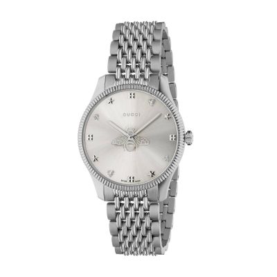 Gucci G-Timeless / orologio unisex / quadrante argentato / cassa e bracciale acciaio