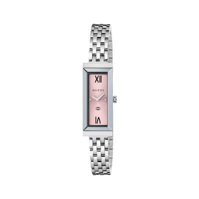 Gucci G-Frame / orologio donna / quadrante rosa / cassa e bracciale acciaio 