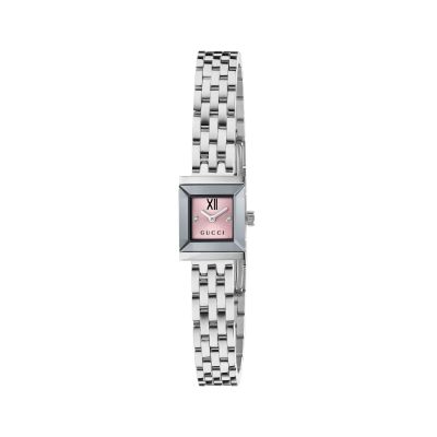 Gucci G-Frame / orologio donna / quadrante rosa / cassa e bracciale acciaio 