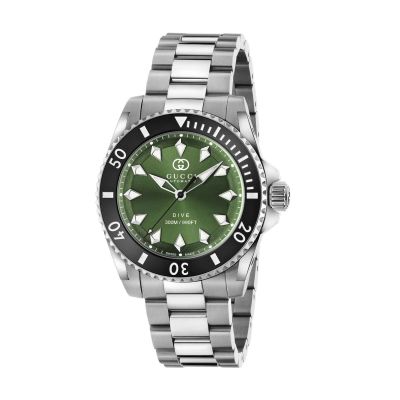 Gucci Dive / orologio uomo / quadrante verde / cassa e bracciale acciaio