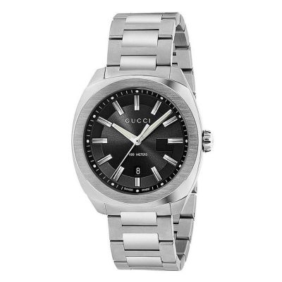 Gucci GG2570 / orologio unisex / quadrante nero / cassa e bracciale acciaio 