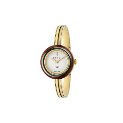Gucci Play / orologio donna / quadrante bianco / cassa e bracciale acciaio dorato
