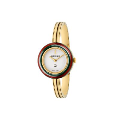 Gucci Play / orologio donna / quadrante bianco / cassa e bracciale acciaio dorato
