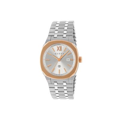 GUCCI 25H / orologio donna / quadrante argentato / cassa e bracciale acciaio 