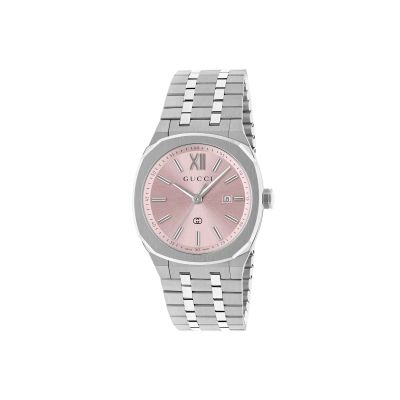 GUCCI 25H / orologio donna / quadrante rosa / cassa e bracciale acciaio 