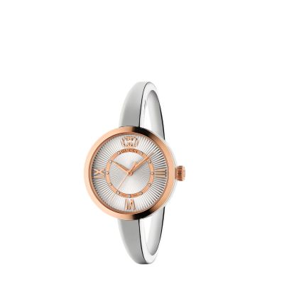 Gucci Modello 2000 / orologio donna / quadrante argentato guilloché / cassa acciaio e PVD rosato / bracciale acciaio