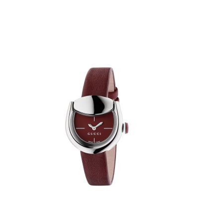 Gucci Horsebit / orologio donna / quadrante bordeaux / cassa acciaio / cinturino bordeaux