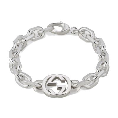 Gucci / Interlocking G / bracciale con catena incrocio GG / argento