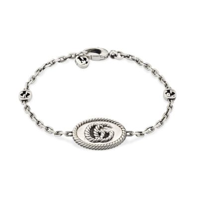 Gucci / GG Marmont / bracciale con Doppia G / argento con finitura torchon e anticata