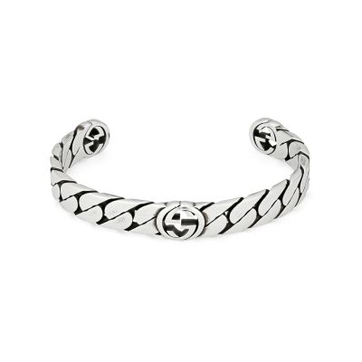 Gucci / Interlocking / bracciale largo GG / argento 