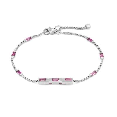 Gucci / Link to Love / bracciale con pendente a barretta / oro bianco e rubellite rossa