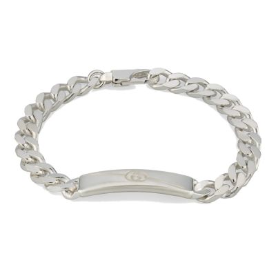 Gucci Tag / bracciale con incrocio GG diagonale / argento