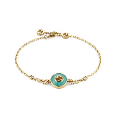 Gucci / Interlocking G / bracciale a catena / oro rosa, amazzonite e diamante