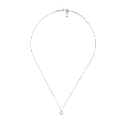 Gucci / GG Running / collana con ciondolo Doppia G / oro bianco e diamante