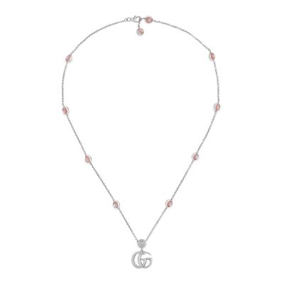 Gucci / GG Marmont / collana con Doppia G / argento e madreperla rosa